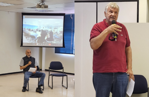 Os diretores do SEESP Nestor Tupinambá e José Manoel Teixeira defendem medidas para proteger a vida e a integridade física e mental dos trabalhadores. 