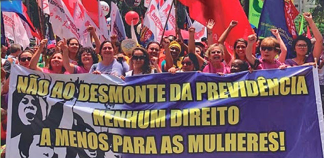 protesto sindical de mulheres