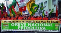 Manifestação em apoio aos petroleiros em greve reúne milhares no Rio