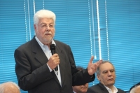 Walter Barelli em reunião no SEESP, na Capital, em agosto de 2014.