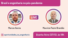 Brasil e engenharia no período pós-pandemia é tema de live nesta quarta (27/5)