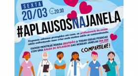 &quot;Aplausaço&quot; aos profissionais da saúde ocorre nesta sexta às 20h30